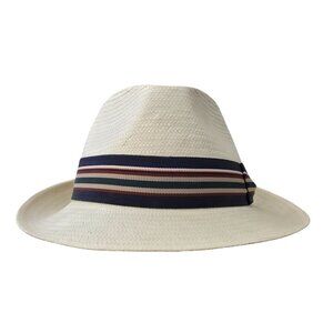 Scala Clasico Calistoga Ivory 100% Toyo Fedora Hat W/ Grosgrain Band LG (7-1/4)